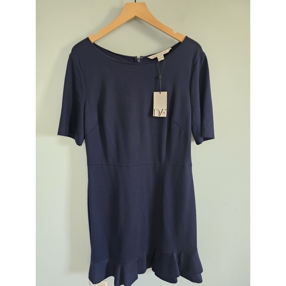 NWT‎ Diane Von Furstenberg DVF Classic Old Money Navy Blue Dress Size 14